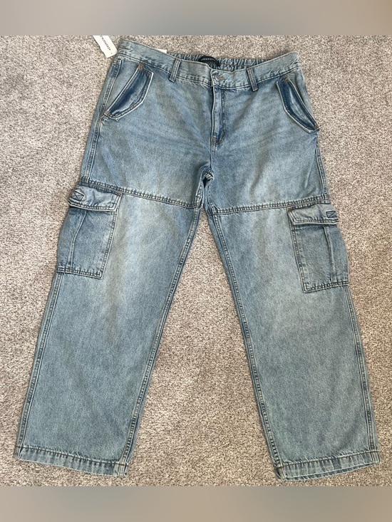 Aeropostale Denim - Aeropostale Light Wash Low Rise Denim Cargo Pants Y2K Juniors Size Large
